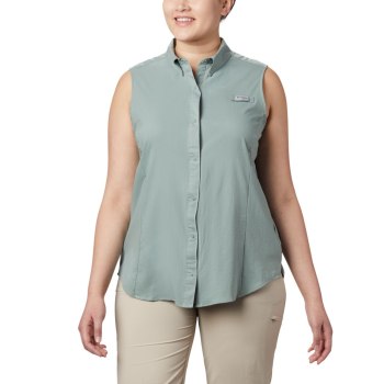 Columbia PFG Tamiami Sleeveless Plus Size, Camisa Verdes Claro Para Mujer | 095264-AJG